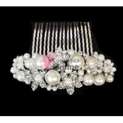 Accesoriu elegant pentru decor par AP021DD Argintiu cu cristale si perle 